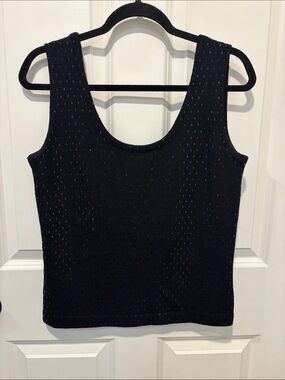 St. John Evening by Marie Gray Vintage Black Embellished Knit Tank